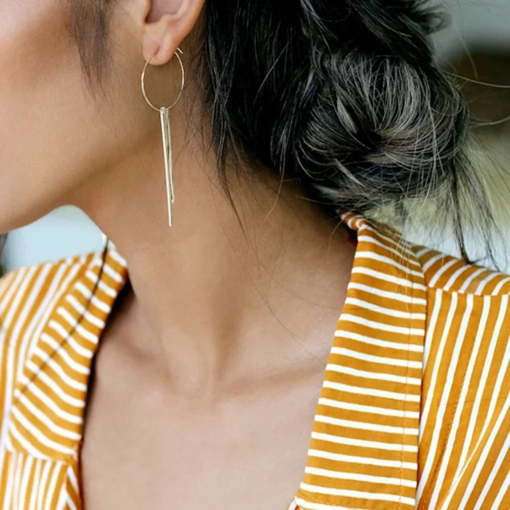 Lulus Elysian Gold Bar Hoop Earrings